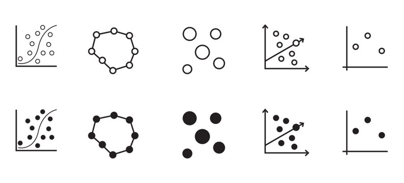 Scatter Plot and Data Distribution Graph Icon Set