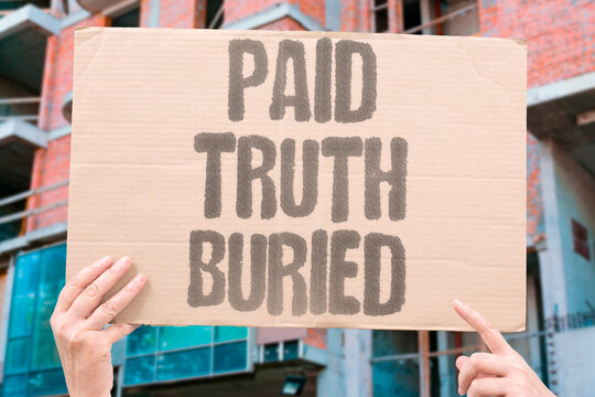 "Paid truth buried" Sponsored content hides reality. INFLUENCER. PAID. DECEPTION. TRUTH. AD.