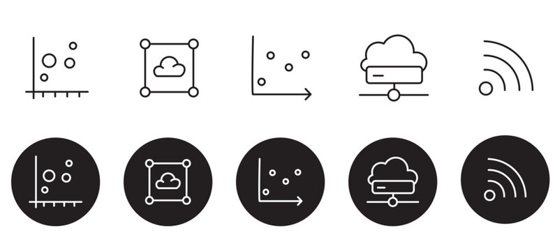 Data Points Network and Cloud Computing Icon Set