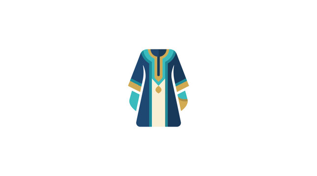 Flat Vector Illustration of a Traditional Kaftan or Thobe