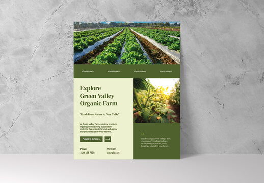 Olive Green and Cream Organic Farm Promotion Flyer Template