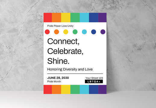 Rainbow and White Pride Month Celebration Flyer Template