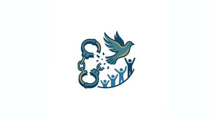 Obraz premium Freedom Concept Illustration with Broken Handcuffs and Flying Dove