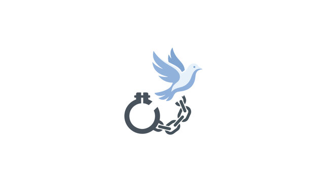 Freedom Concept with Dove Bird and Broken Shackle Chain