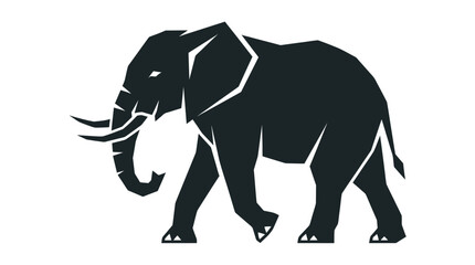 Obraz premium Stylized Elephant Silhouette, Geometric Design, Walking Animal Icon