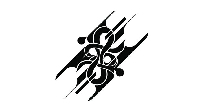 Abstract knot graphic featuring interwoven geometric lines and dynamic flowing shapes that symbolize complex interconnected networks of energy within a minimalist black and white artistic composition.