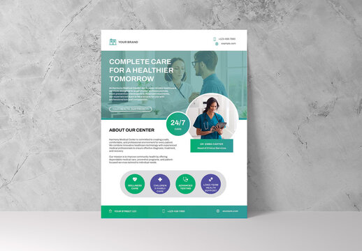 Teal Healthcare Clinic Services Flyer Template