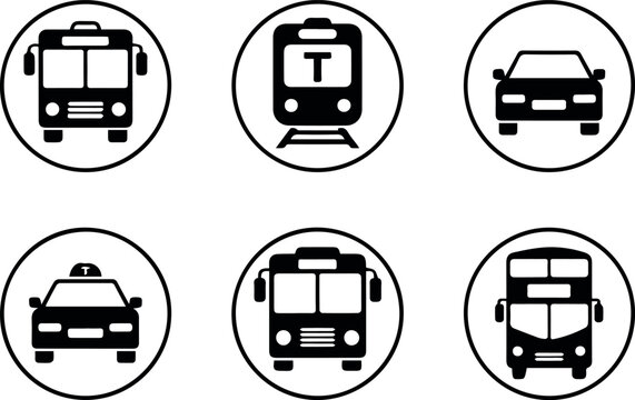 Bus fleet and coach icons for schedules