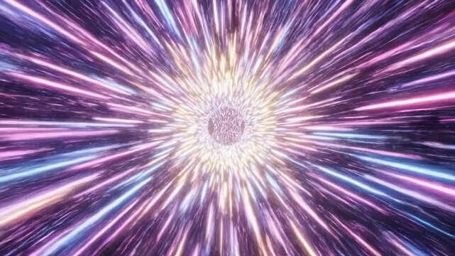 Futuristic Warp Speed Tunnel with Glowing Pink and Blue Light Streaks in an Hourglass Shape, Ideal for Sci-Fi Backgrounds and High-Tech Video Transitions.