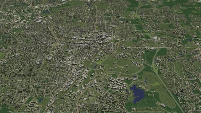 3D looped animation of city - Raleigh North Carolina, USA