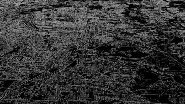 3D looped animation of city - Raleigh North Carolina, USA