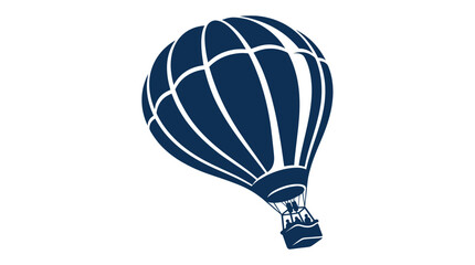 Naklejka premium Blue Hot Air Balloon Silhouette Flying Isolated on White Background