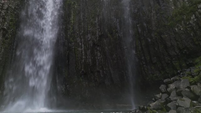 Kaname Falls Drone Aerial View, One of Japan&rsquo;s Top 100 Waterfalls in Kumamoto, Kyushu