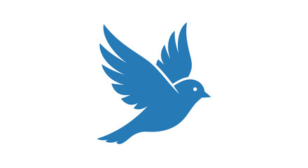 Fototapeta premium A blue bird silhouette is shown in flight against a white background, simple design