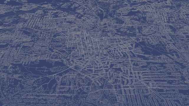 3D looped animation of city - Winston-Salem North Carolina, USA