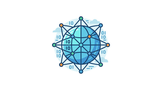 Global Digital Network Concept with Binary Code and Data Connectivity