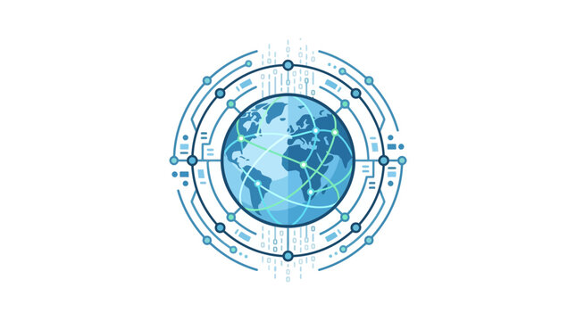 Global Digital Network Technology Concept Icon