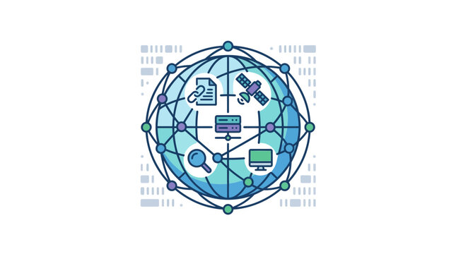 Global Network Connectivity Concept with Server and Satellite Icons