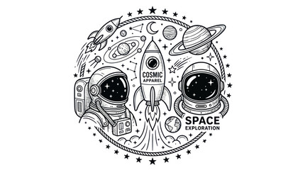 Cosmic Exploration: Astronauts, Rockets, and Planets in Space Art © hana