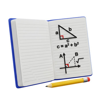 Open Notebook with Math Formulas and Pencil