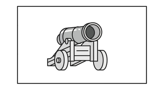 Vintage Cannon on Wheels, Old Weaponry, Historical Artillery
