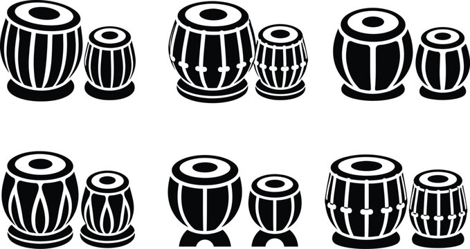 Tabla Drum Icons Collection Vector Set