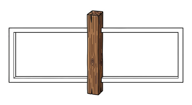 Wooden Post Dividing Rectangular Frame, Construction, Interior Design, Renovation Concept