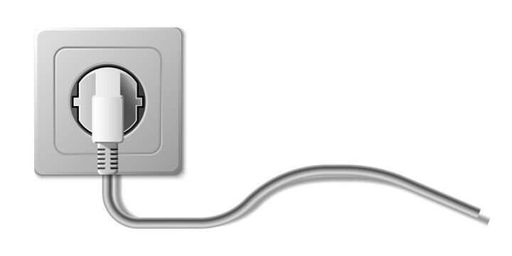 Electric plug in wall socket isolated on transparent background