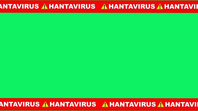 Repeated hantavirus warning signs on bright green background with red borders suitable for health and safety related designs.