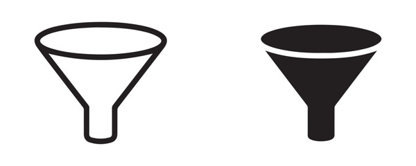 Simple funnel icon outline and solid black fill on transparent background. © Sen