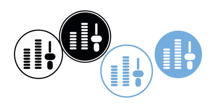 Equalizer icons set round design isolated on transparent background digital sound interface control buttons.