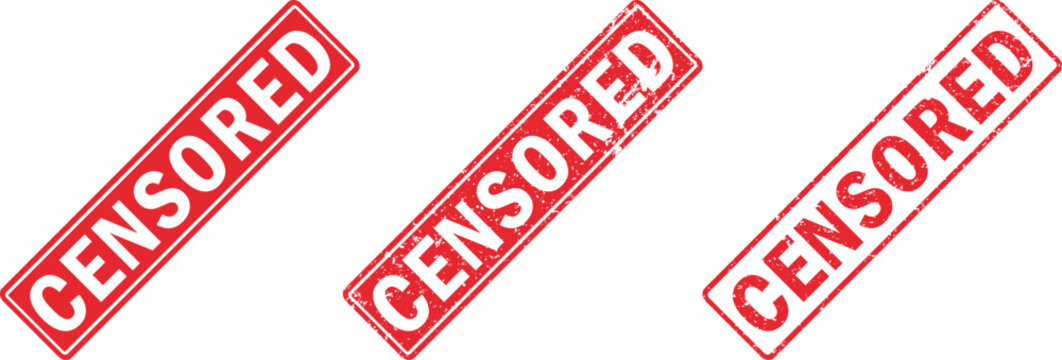 red censored stamps on isolated for editing purposes with white background