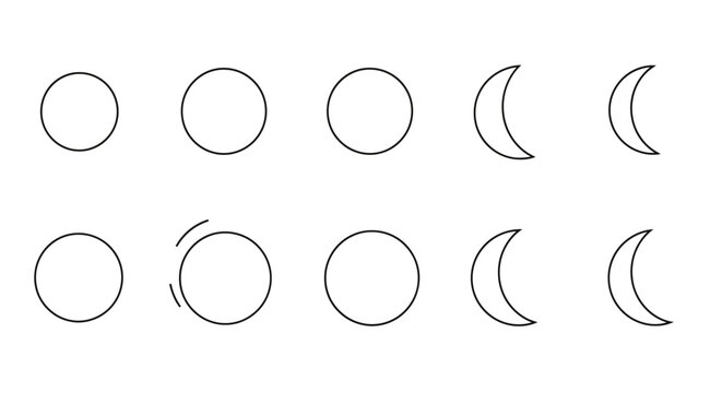 Lunar phases diagram celestial cycle isolated vector illustration