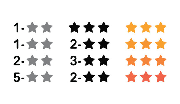 Numeric rating system with star icons for quantitative analysis and user review platforms.