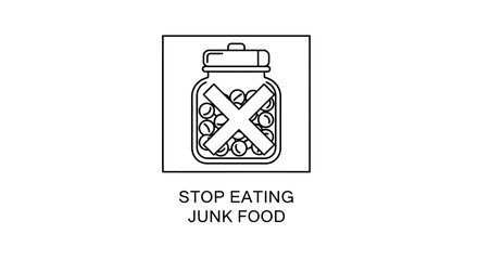 Obraz premium Stop Eating Junk Food Icon: Jar with X Mark, Healthy Lifestyle Concept