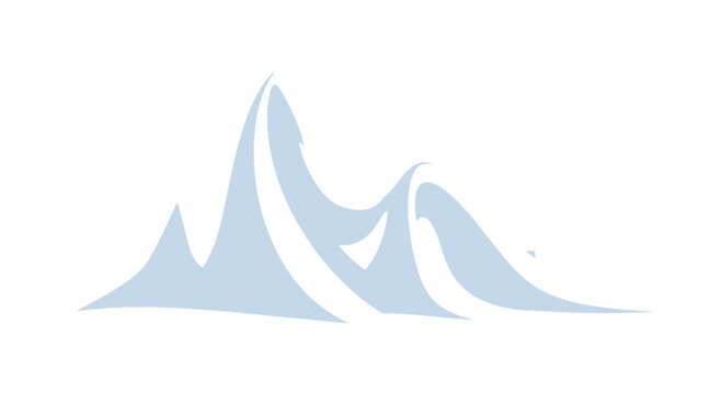 Minimalist vector illustration of stylized mountain peaks in light blue.