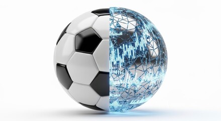 Naklejka premium Transformation of Soccer Ball into Cyber Digital Ball