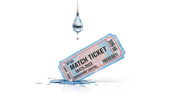 Sweat drop crystallizing on wet match ticket