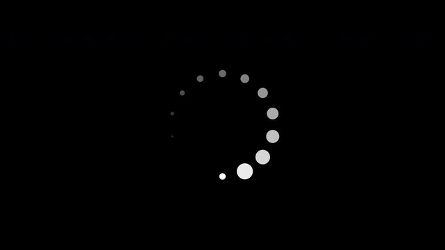Loading circle icon animation on Transparent background. Spinning loading circle animation icon with dotted progress. 4K video