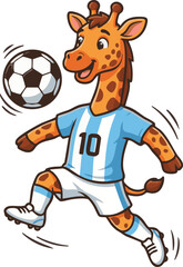 Obraz premium Cute Giraffe Soccer Player Cartoon Mascot Illustration