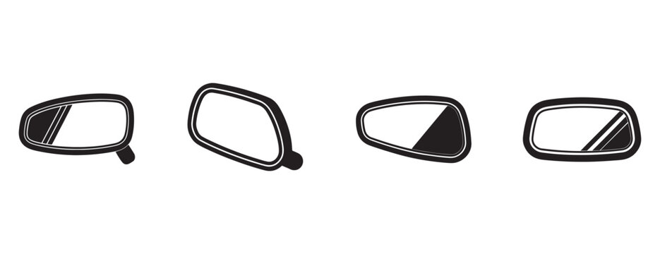 car side rear view mirrors in various angles and positions  automotive parts and accessories