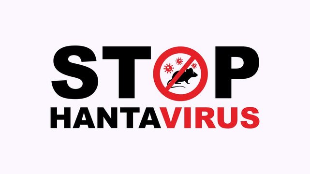 Bold black red letters hantavirus prevention graphic symbol rodent health warning poster. Ideal for representing danger, contamination, and health risks.