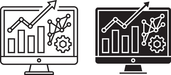 Fototapeta premium Data Analytics and Financial Dashboard Icon on Computer Monitor