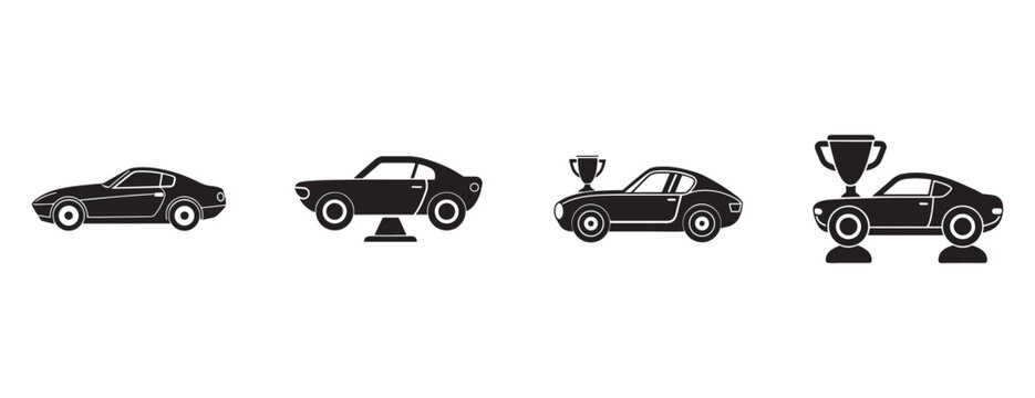 cars  trophies and car jacks  cars with trophies and car jacks on a white background