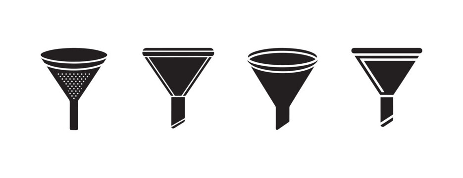 funnel shapes and designs for filtration or pouring purposes  various styles and features