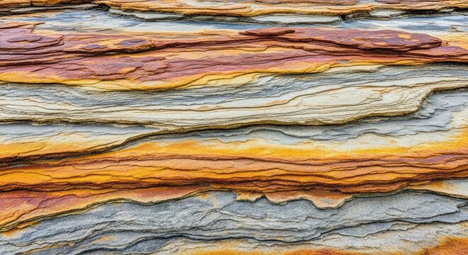 This high resolution display captures the intricate geological patterns and layered textures of an expansive, flat natural rock platform, slab, hard, coarse