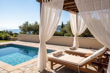 Fototapeta premium High End Vacation Villa with Pool Terrace and Mediterranean Style