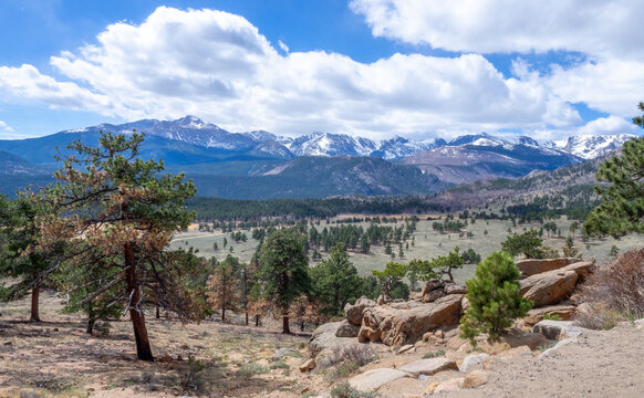 Valley view of Rocky Mountains National Park in Colorado USA