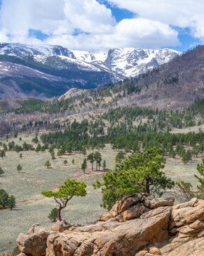 Valley view of Rocky Mountains National Park in Colorado USA