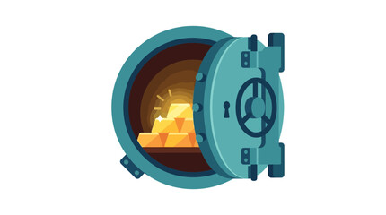 Vault Door Open with Gold Bars. © arby